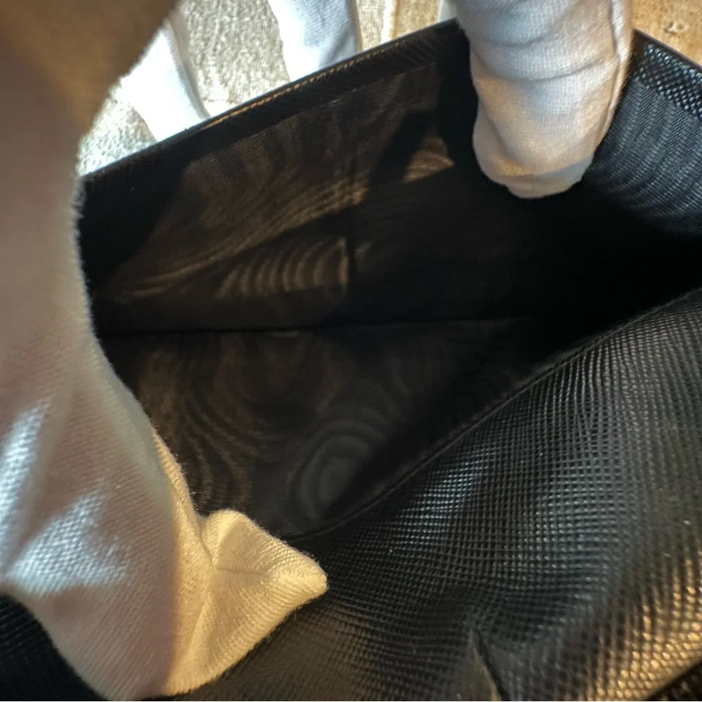 Prada | Portafoglio Portamon Saffiano Leather Nero Long Snap Button Wallet - Picture 10 of 16